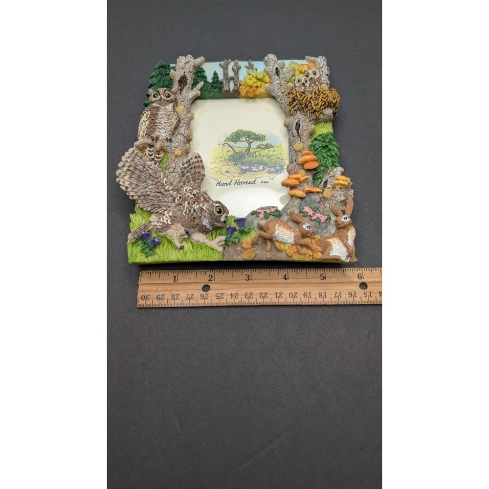 Resin Woodland Owl & Rabbit Picture Frame Forest Wildlife Nature Decor - Picture 7 of 10